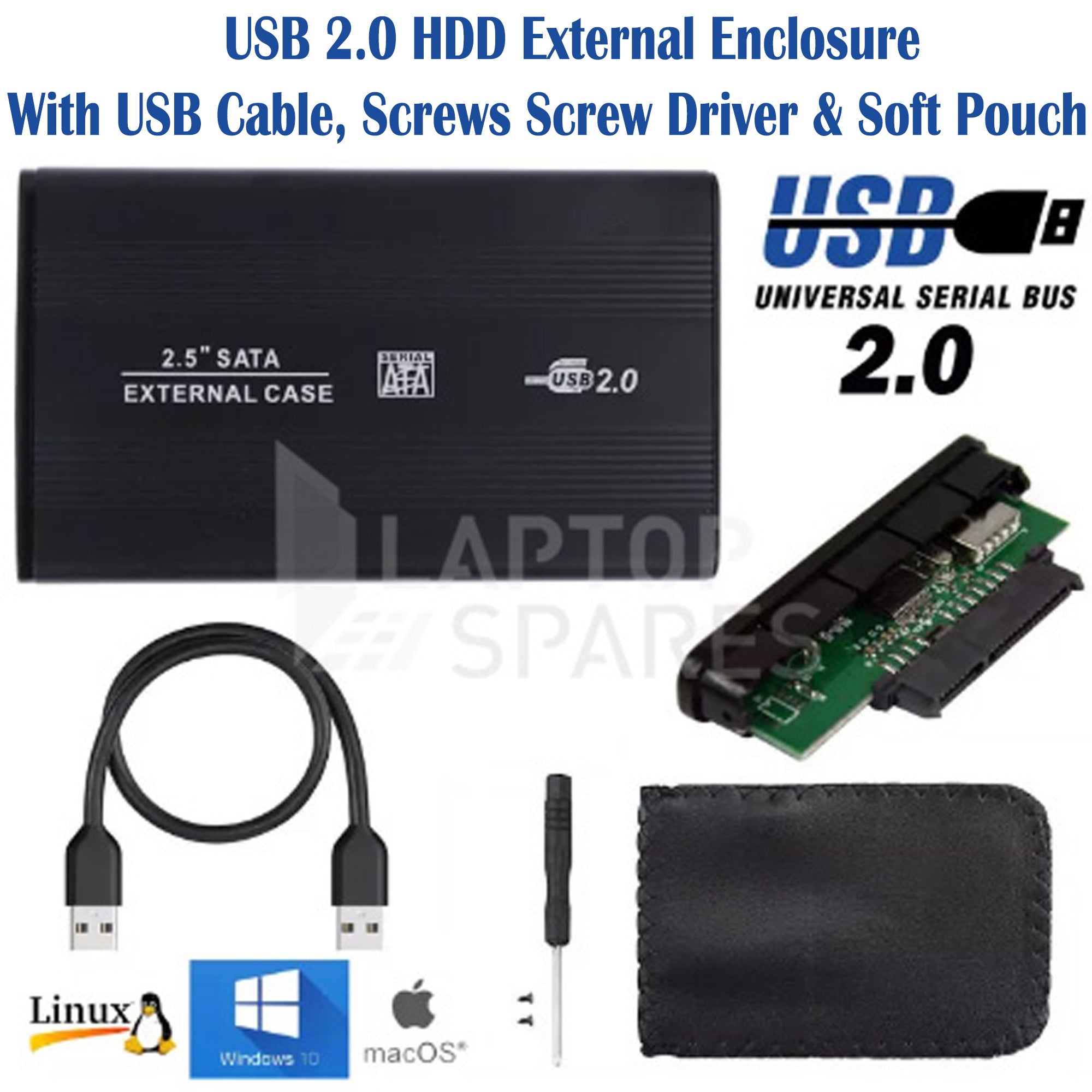 Internal to External Hard Drive Enclosure Case for 2.5 Sata Laptop HDD with  USB 3.0 