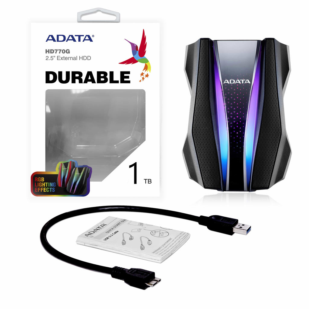 Adata HD770G 1TB RGB USB 3.2 External Hard Drive - Laptop Spares